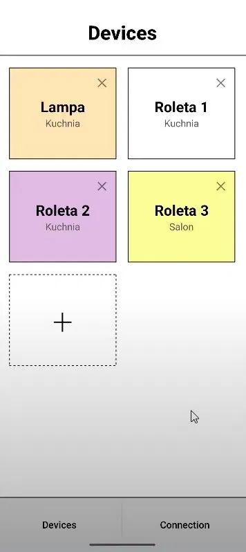 IoT App — widok urządzeń