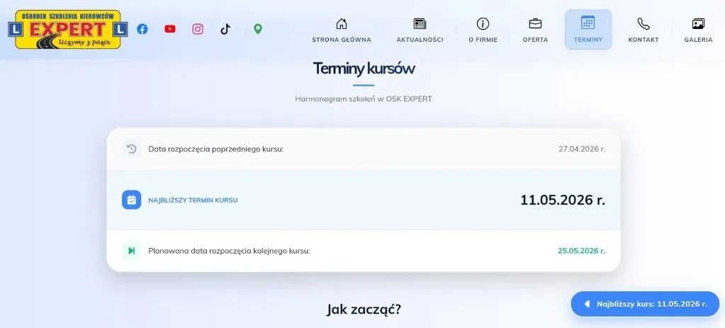 Terminy kursów